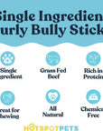 6" Curly Bully Sticks for Small & Medium Dogs