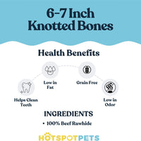 6" to 7 Inch Knotted Rawhide Bones
