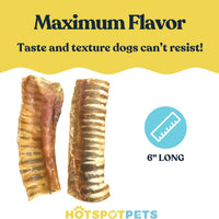 6" Split Beef Trachea Strips for Small & Medium Dogs