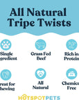 6" Inch Beef Tripe Twists for Small & Medium Dogs