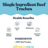 6" Split Beef Trachea Strips for Small & Medium Dogs