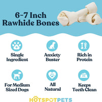6" to 7 Inch Knotted Rawhide Bones