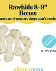 9" Inch Knotted Rawhide Bones for Large Dogs
