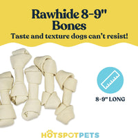 9" Inch Knotted Rawhide Bones for Large Dogs