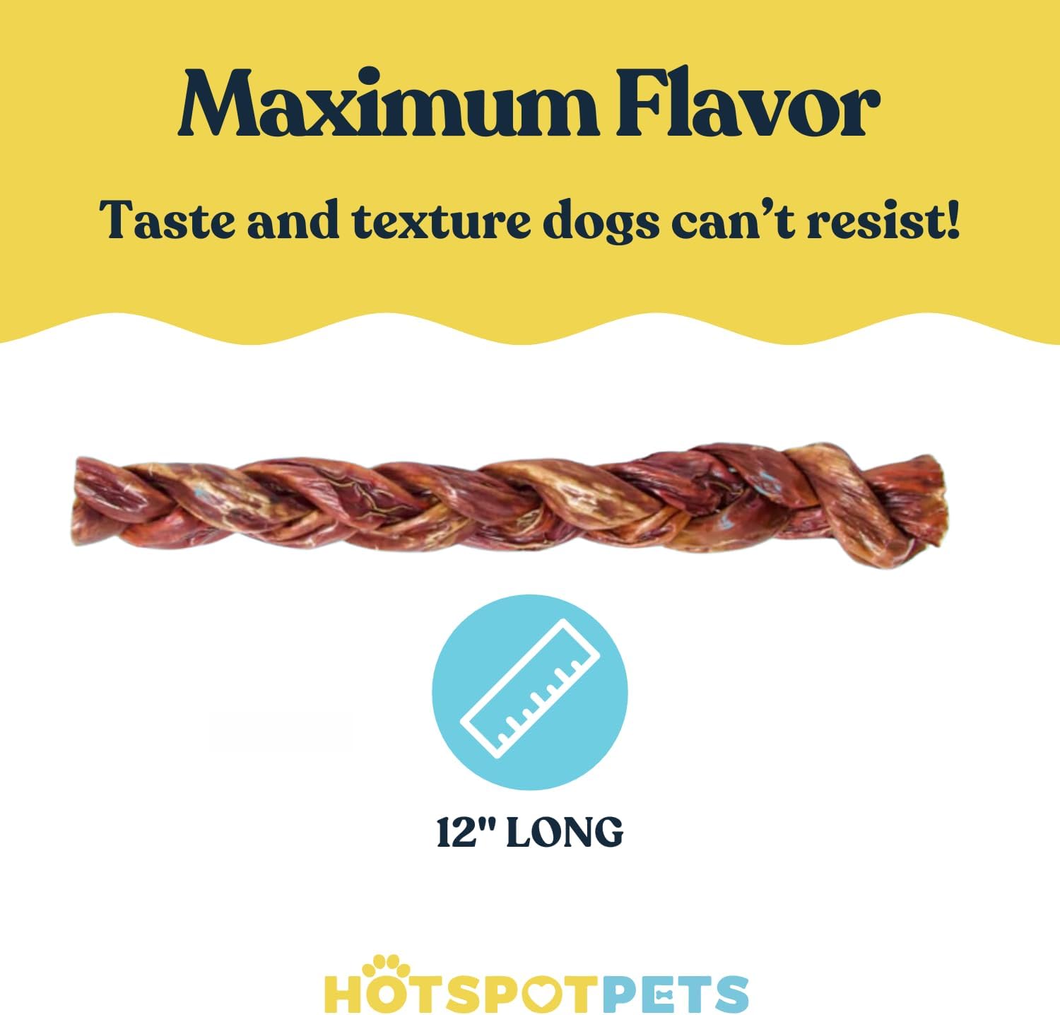 12" Braided Beef Esophagus Gullet Treats for Large & Extra Large Dogs