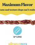 12" Braided Beef Esophagus Gullet Treats for Large & Extra Large Dogs