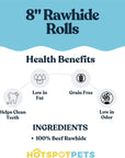 8" Rawhide Rolls for Medium & Large Dogs