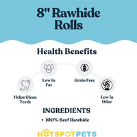 8" Rawhide Rolls for Medium & Large Dogs
