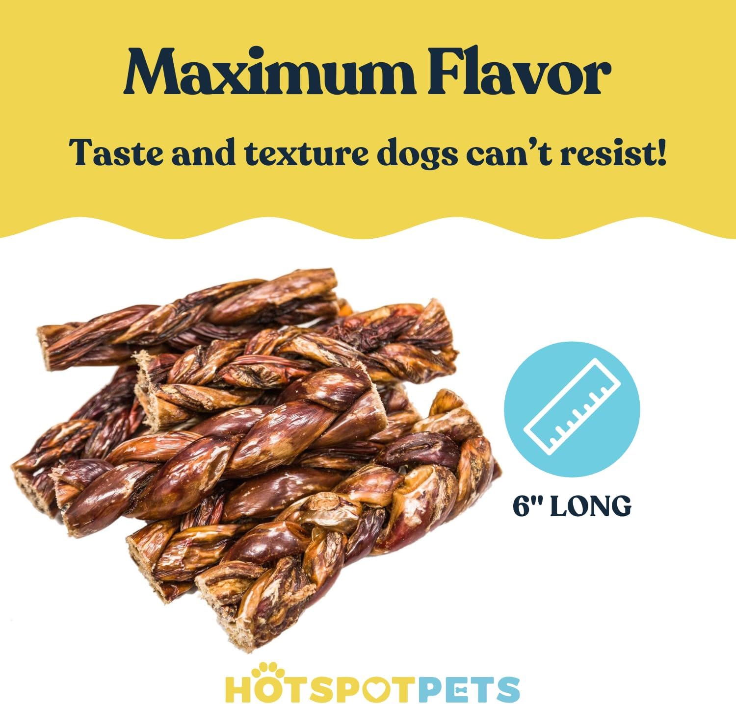 6" Braided Beef Esophagus Gullet Sticks for Small & Medium Dogs