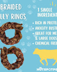 4" Braided Bully Stick Rings for Small, Medium & Large Dogs - Aggressive Chewers