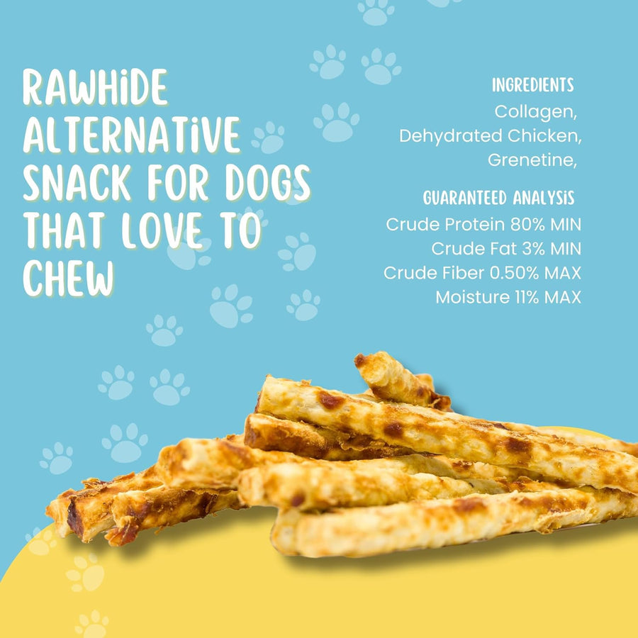 6" Rawhide Alternative Chicken or Beef Flavored Sticks for Small & Medium Dogs
