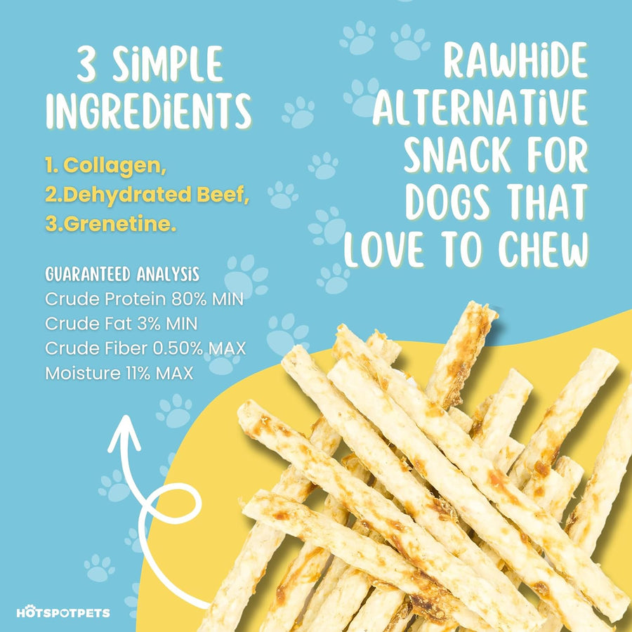 6" Rawhide Alternative Beef or Chicken Flavored Sticks for Small & Medium Dogs