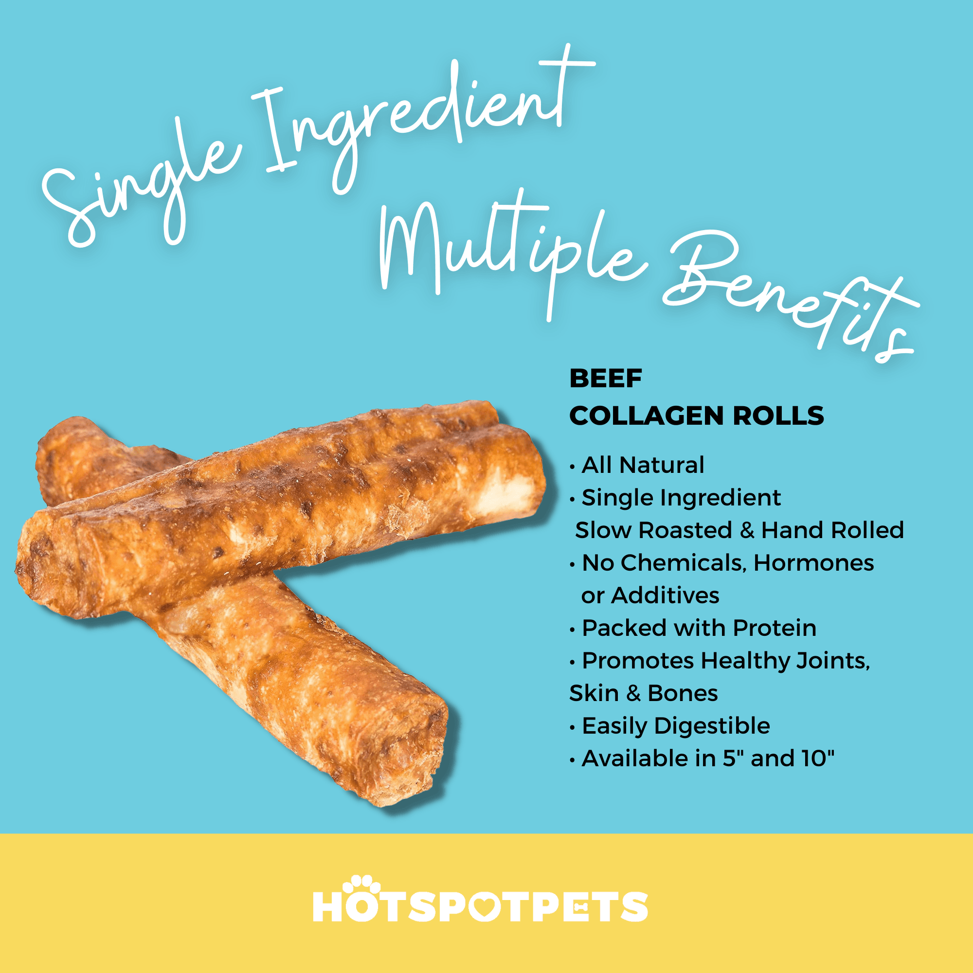 10" Beef Collagen Rolls for Large & Extra Large Dogs | Collagen Chews at HotSpot Pets