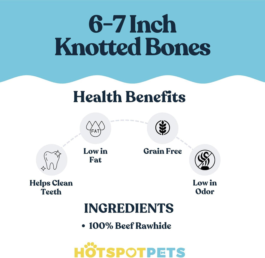 6" to 7 Inch Knotted Rawhide Bones