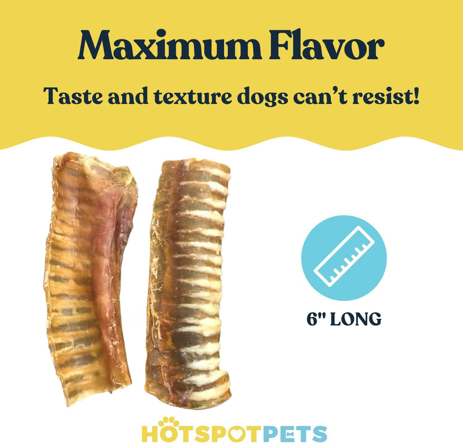 6" Split Beef Trachea Strips for Small & Medium Dogs