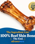 hotspot pets Meaty Beef Shin Bone Dog Treats 8” - Made in USA - 2 Count
