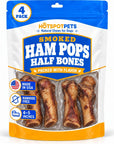 All Natural Smoked Pork Ham Pop Bones for Dogs Made in USA - 2 Count