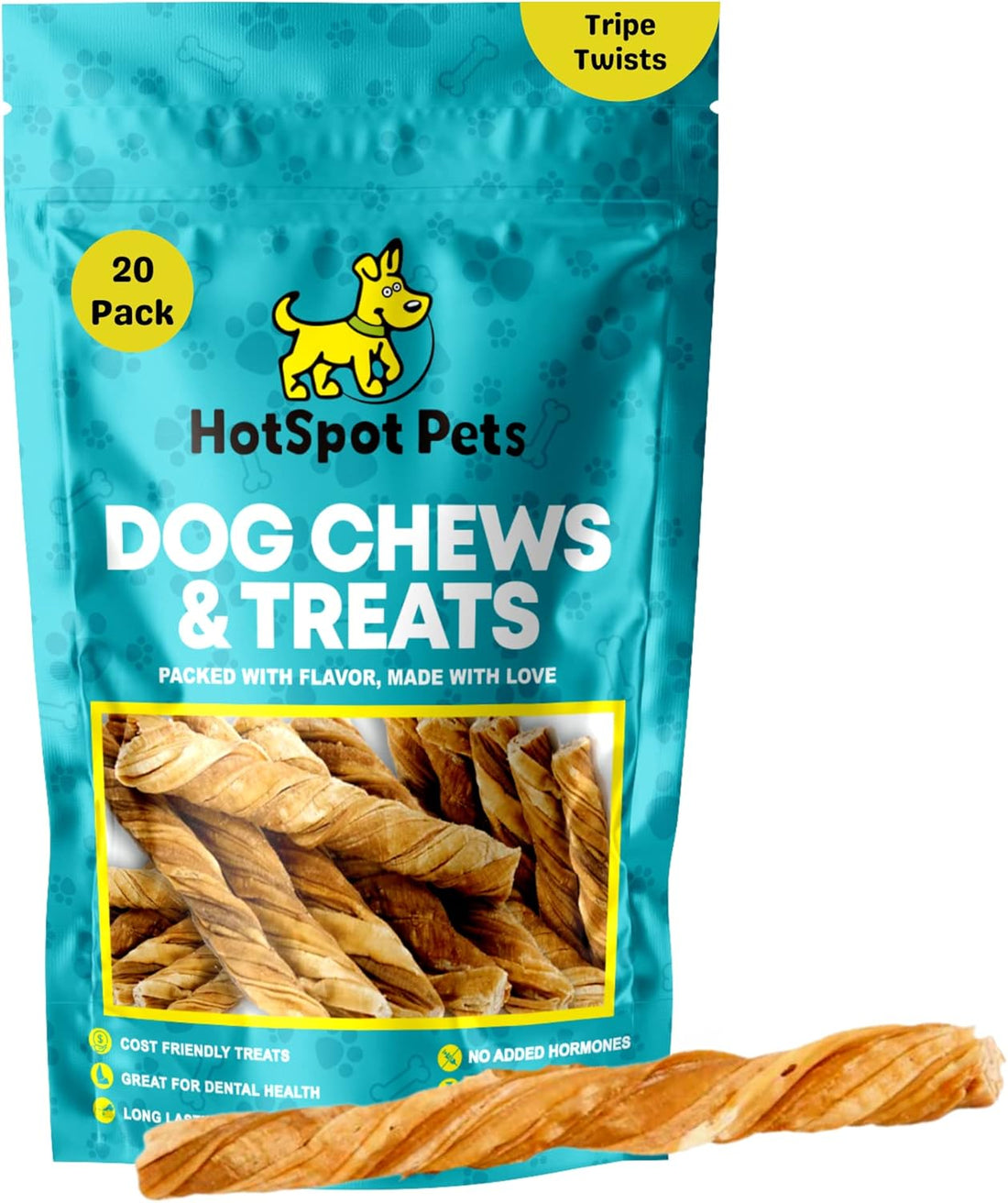 6" Inch Beef Tripe Twists for Small & Medium Dogs