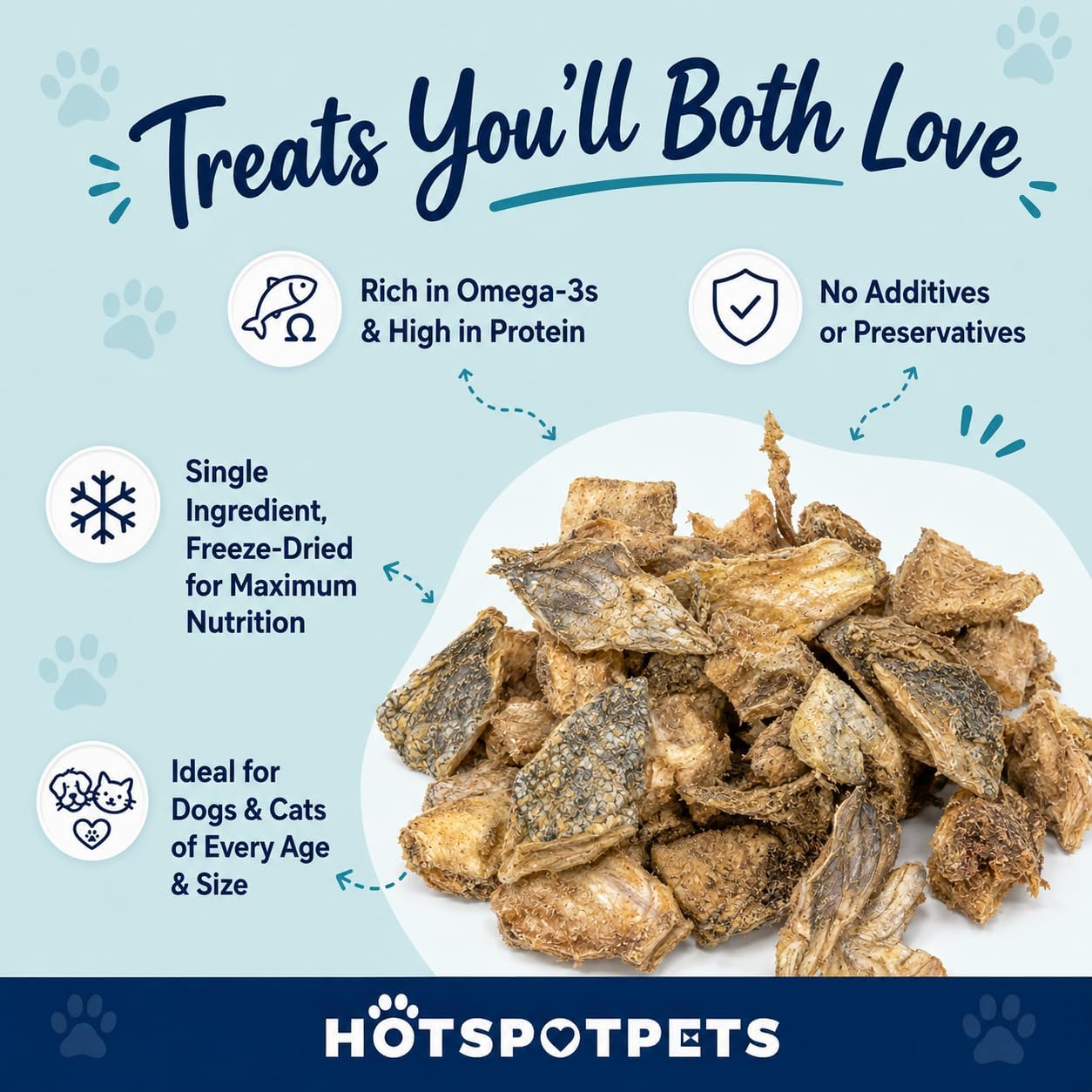 hotspot pets Freeze Dried Rainbow Trout Treats for Cats &amp; Dogs - Made in USA (1 Pound Value Bag) Single Ingredient, High Protein, All Natural, Grain-Free - Perfect for Training, Topper or Snack