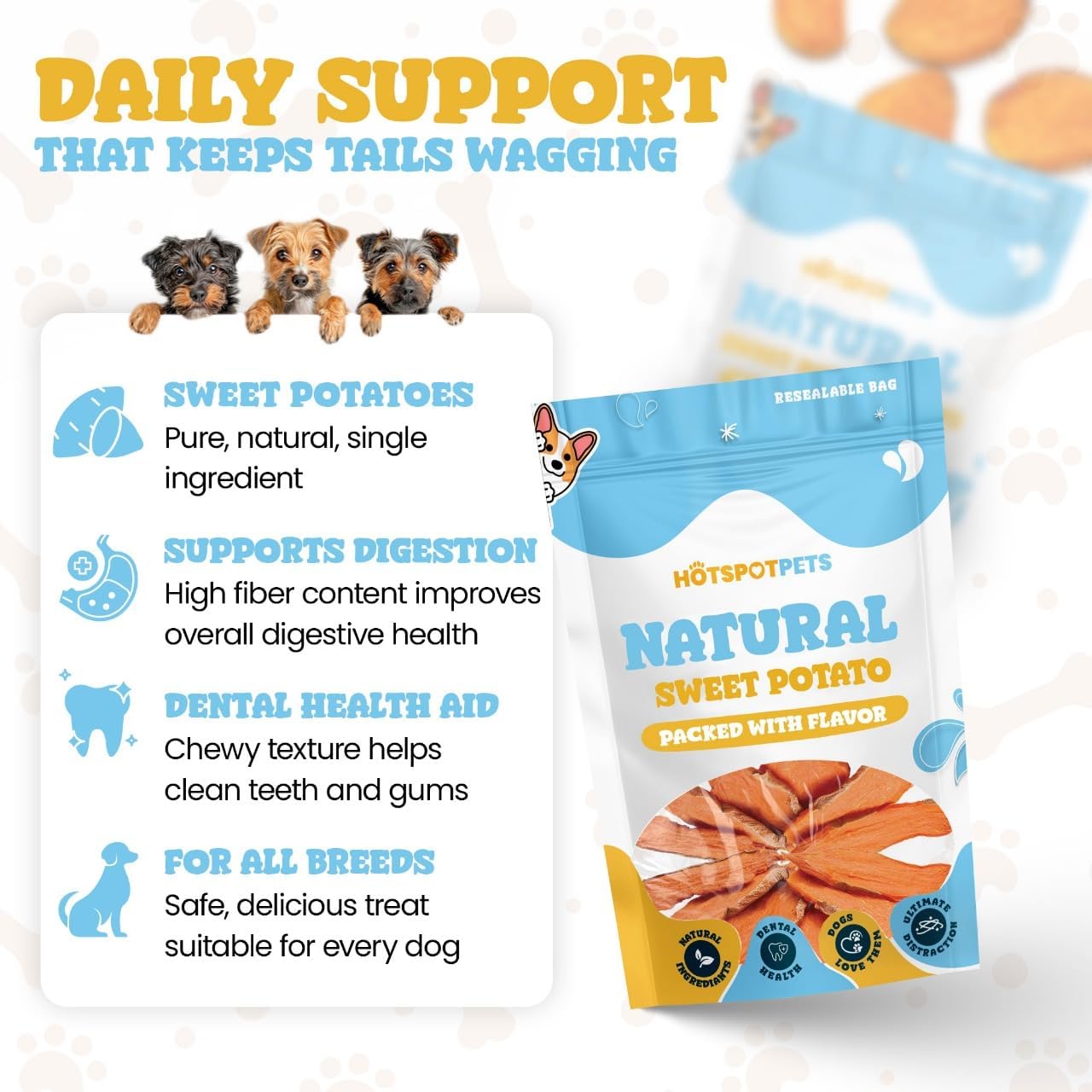 All Natural Sweet Potato Treats for Dogs - 16oz Bag