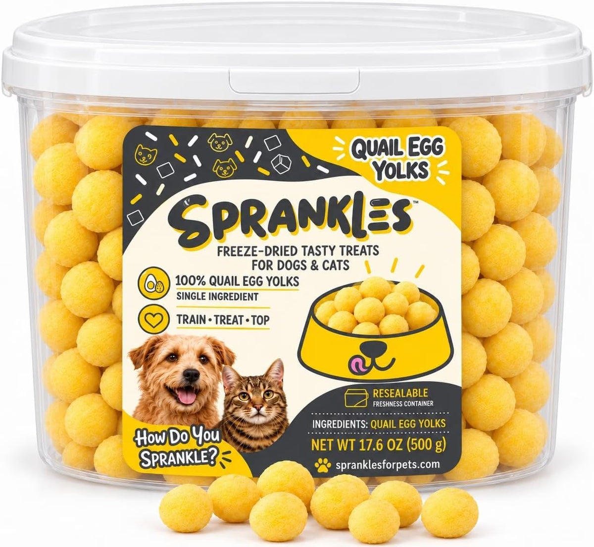 Freeze Dried Dog &amp; Cat Treats, Quail Egg Yolk, Single Ingredient - 5 OZ