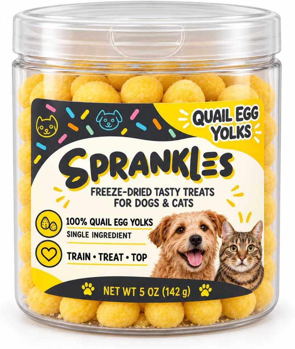 Freeze Dried Dog &amp; Cat Treats, Quail Egg Yolk, Single Ingredient - 5 OZ