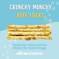 6" Rawhide Alternative Beef Sticks for Small & Medium Dogs