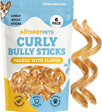 6" Curly Bully Sticks for Small & Medium Dogs