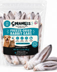 Freeze-Dried Rabbit Ears for Dogs (12-15 Ears) Single-Ingredient Treats, Rawhide-Free Natural Dog Chews with Fur – Novel Protein, Grain-Free, No Additives