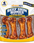 hotspot pets Meaty Beef Shin Bone Dog Treats 8” - Made in USA - 2 Count
