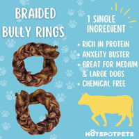 4" Braided Bully Stick Rings for Small, Medium & Large Dogs - Aggressive Chewers