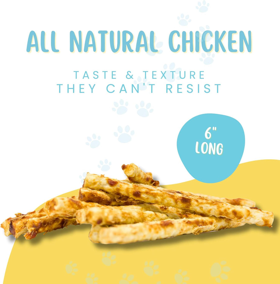 6" Rawhide Alternative Chicken Sticks for Small & Medium Dogs
