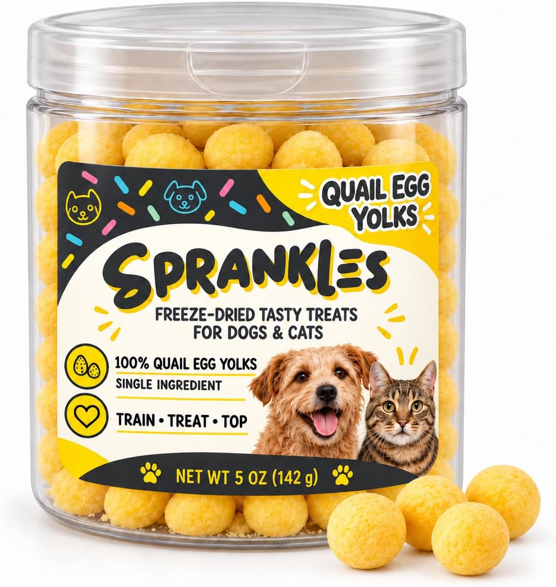 Freeze Dried Dog &amp; Cat Treats, Quail Egg Yolk, Single Ingredient - 5 OZ