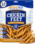 hotspot pets Dehydrated Chicken Feet Dog Treats (25 Count) Single Ingredient Dog Chews, All Natural Long Lasting Snack Sticks for Small & Large Dogs
