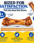 hotspot pets Meaty Beef Shin Bone Dog Treats 8” - Made in USA - 2 Count