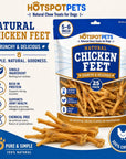 hotspot pets Dehydrated Chicken Feet Dog Treats (25 Count) Single Ingredient Dog Chews, All Natural Long Lasting Snack Sticks for Small & Large Dogs
