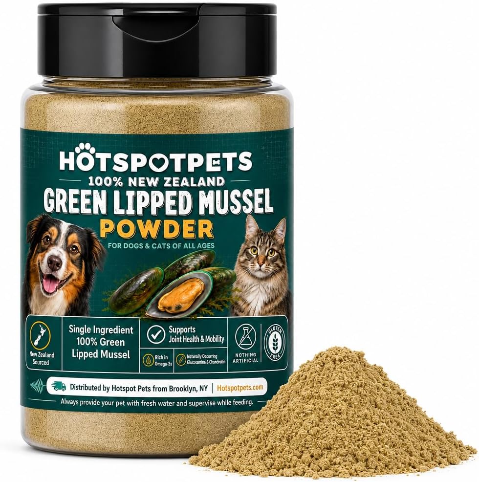 Green Lipped Mussel for Dogs and Cats, 75 Grams (250 Servings) 100% New Zealand Green Lipped Mussels for Hip &amp; Joints, Helps with Arthritis, Joint Pain Relief