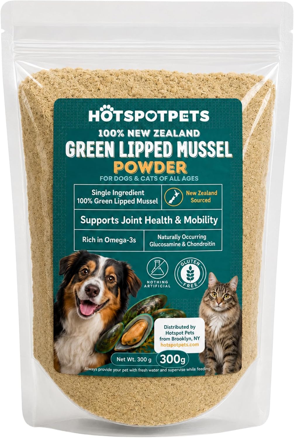 Green Lipped Mussel for Dogs and Cats, 75 Grams (250 Servings) 100% New Zealand Green Lipped Mussels for Hip &amp; Joints, Helps with Arthritis, Joint Pain Relief