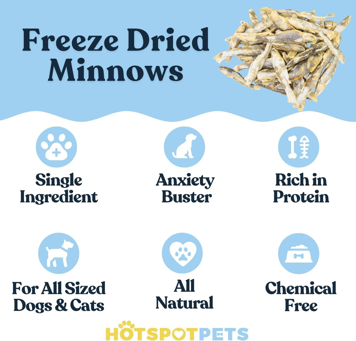 Freeze-Dried Minnows for Cats &amp; Dogs – 100% Natural Single Ingredient Snack – High Protein, Grain-Free, Raw Diet Dog Treats – Omega-3 Fish – No Additives or Preservatives Minnows for Cats (2 Ounce)
