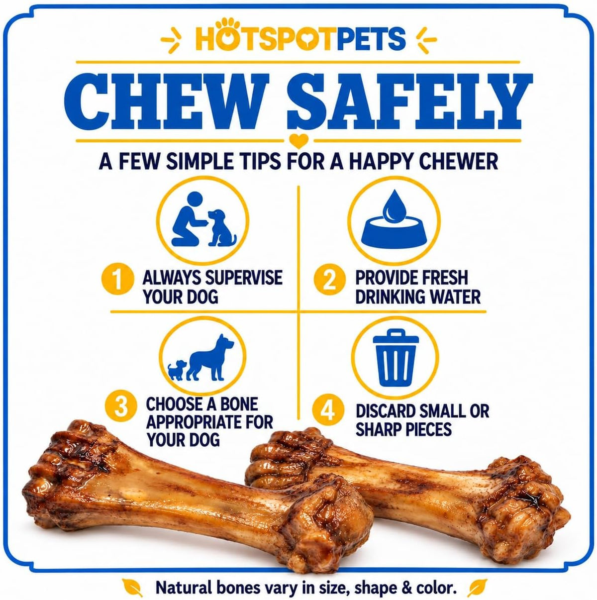 hotspot pets Meaty Beef Shin Bone Dog Treats 8” - Made in USA - 2 Count