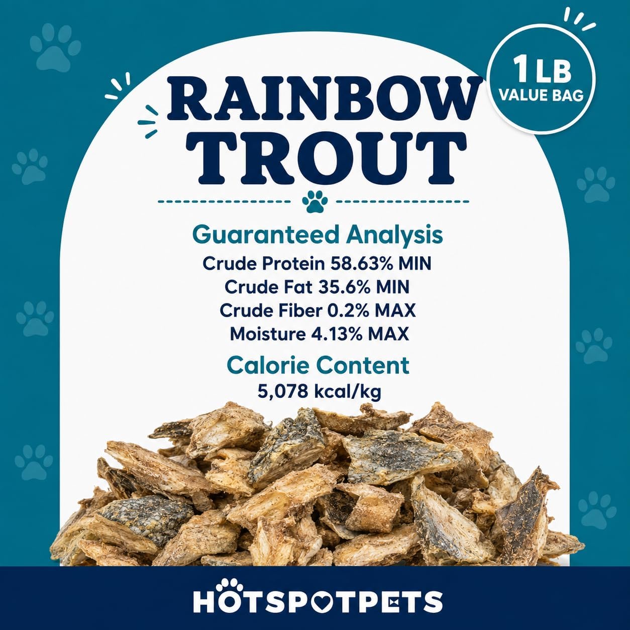 hotspot pets Freeze Dried Rainbow Trout Treats for Cats &amp; Dogs - Made in USA (1 Pound Value Bag) Single Ingredient, High Protein, All Natural, Grain-Free - Perfect for Training, Topper or Snack