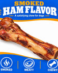 All Natural Smoked Pork Ham Pop Bones for Dogs Made in USA - 2 Count