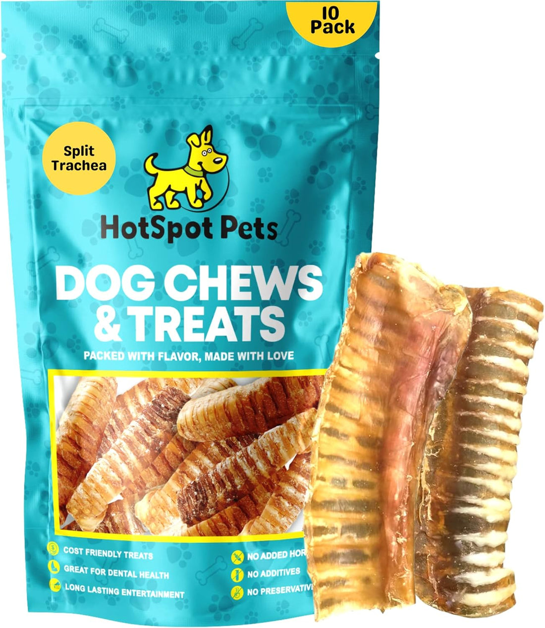 6" Split Beef Trachea Strips for Small & Medium Dogs