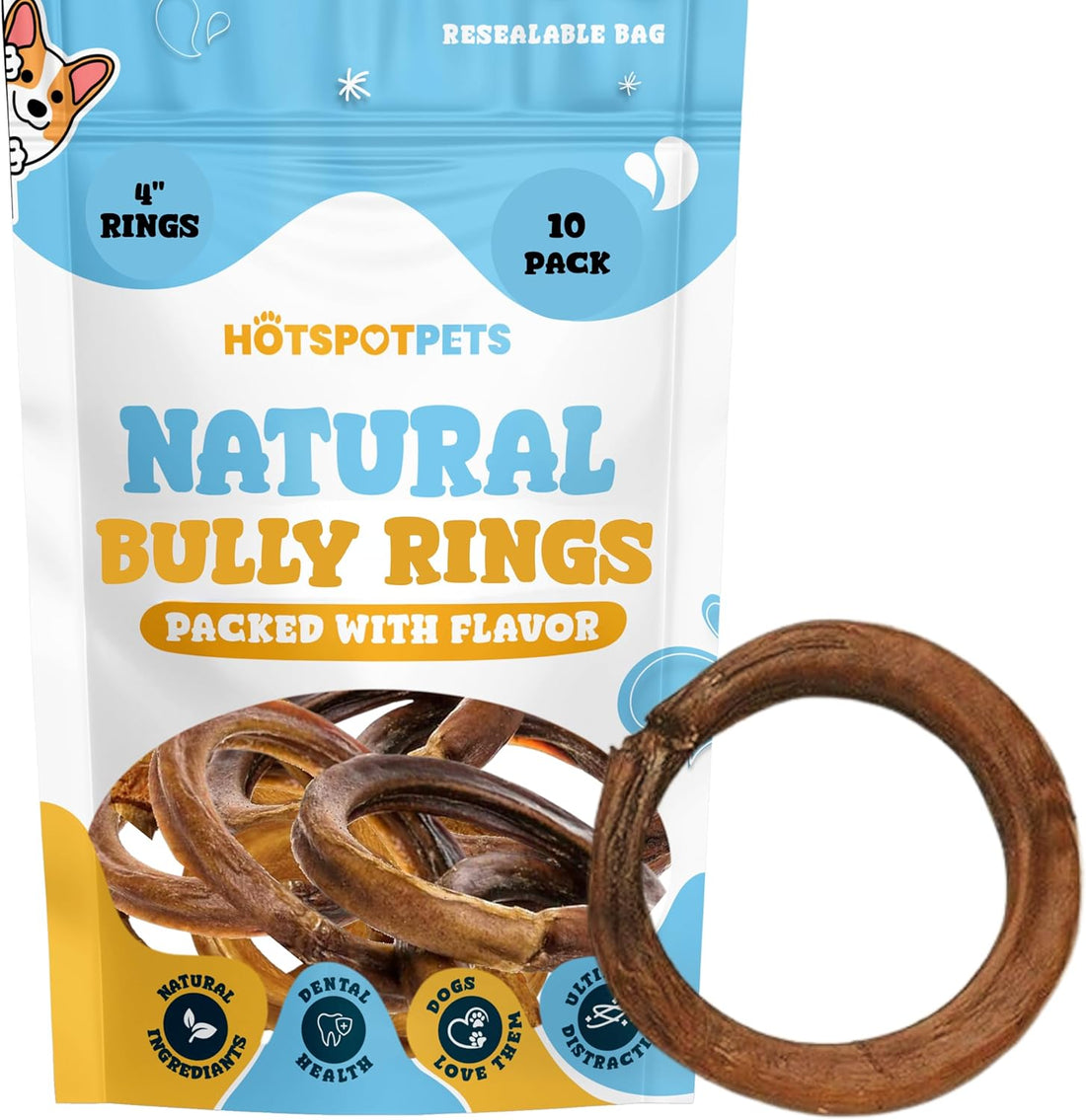 4" Bully Stick Rings for Small, Medium & Large Dogs