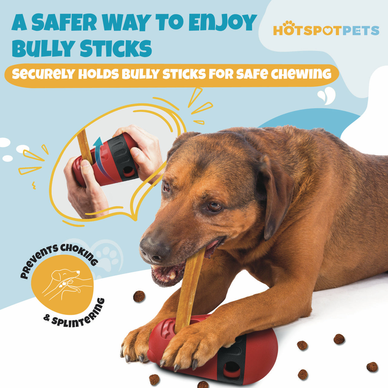 Bully Stick Holder for Dogs – Durable, &amp; Safe  – Fits Most Bully Sticks &amp; Dog Treats