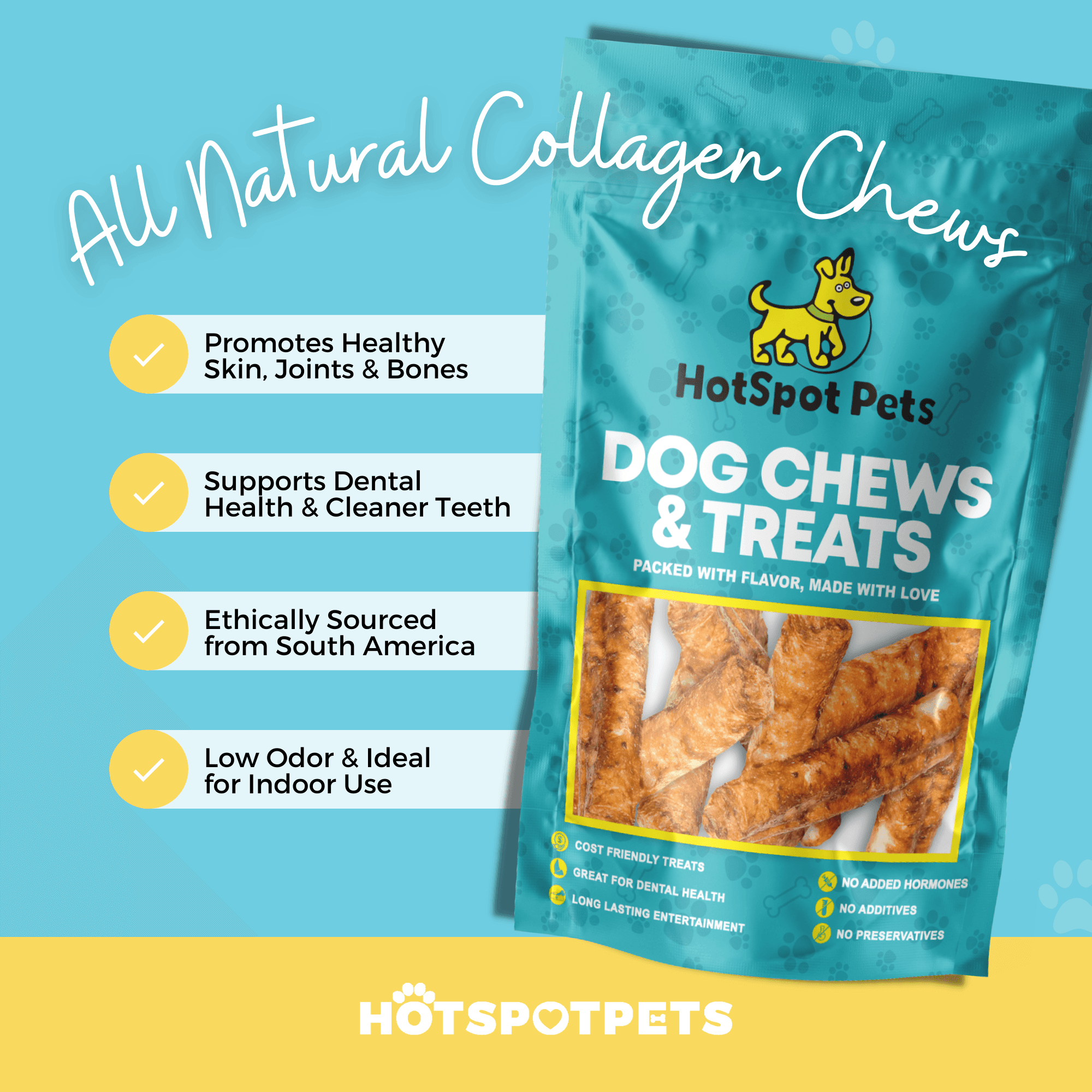 10" Beef Collagen Rolls for Large & Extra Large Dogs | Collagen Chews at HotSpot Pets