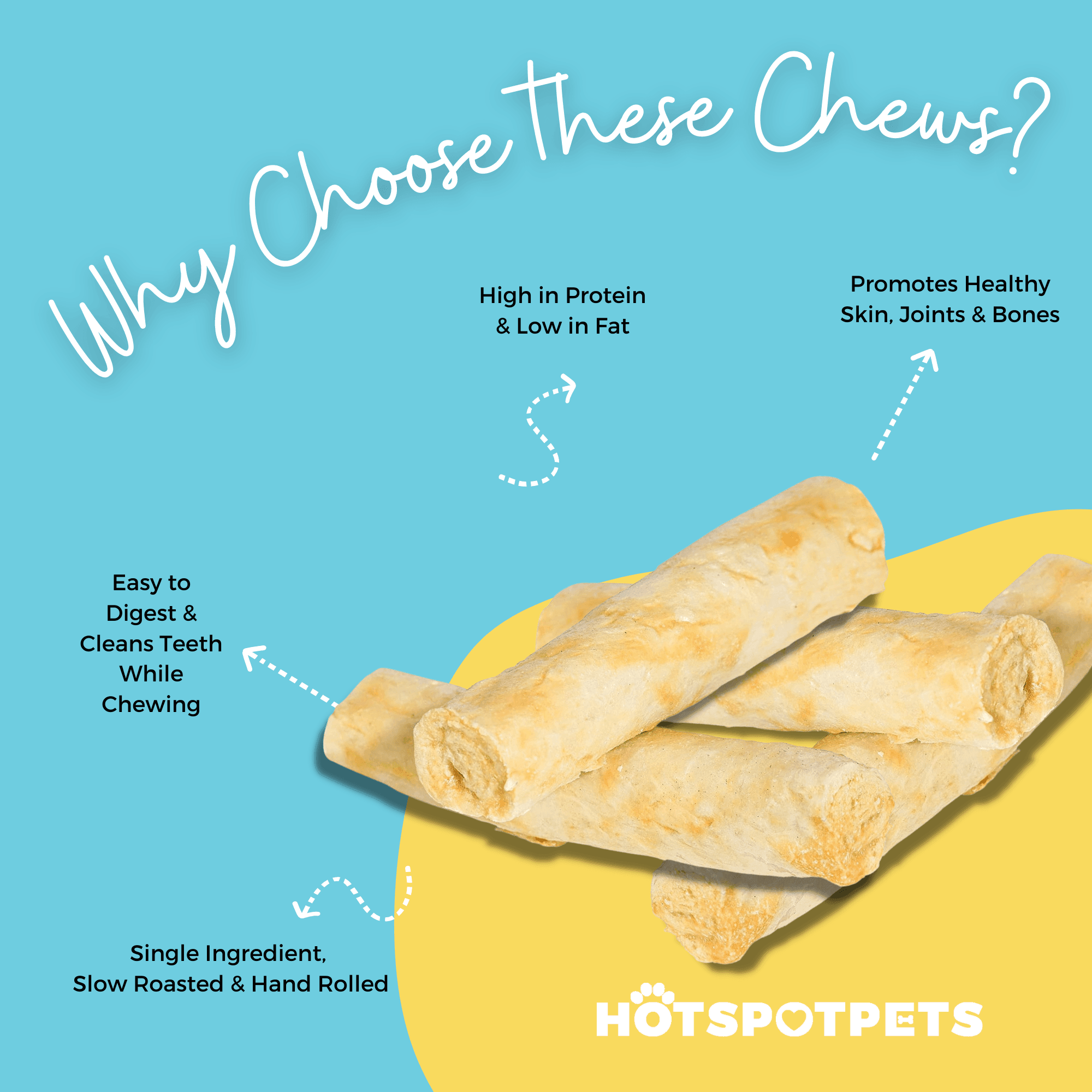 10" Chicken Collagen Rolls for Large & Extra Large Dogs | Collagen Chews at HotSpot Pets
