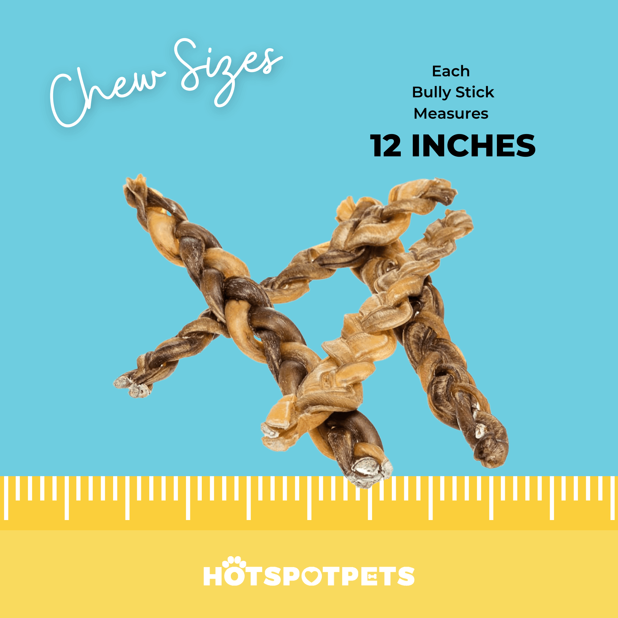 12" Braided Bully Sticks for Large & Extra Large Dogs | Bully Sticks at HotSpot Pets