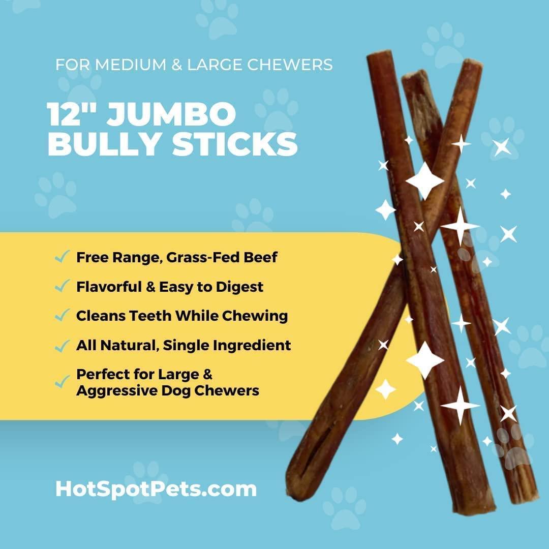 12" Jumbo Bully Sticks For Dogs – Natural, Long-Lasting, Low