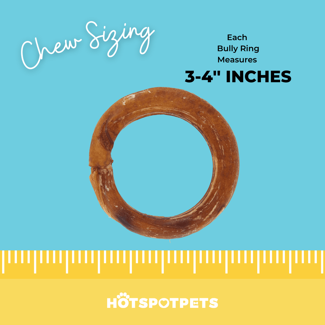 4 Bully Stick Rings for Small Medium Large Dogs